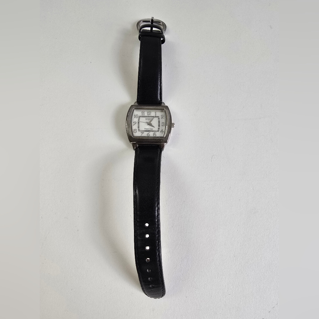 Sterling Silver 925 Mother-Of-Pearl Face Watch Genuine Leather Strap.